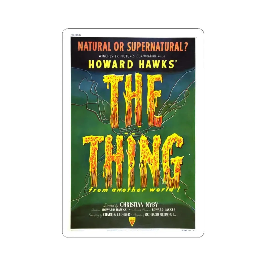 THE THING (FROM ANOTHER WORLD) 2 1951 Movie Poster - STICKER Vinyl Kiss-Cut Decal 3 Inch White - The Sticker Space