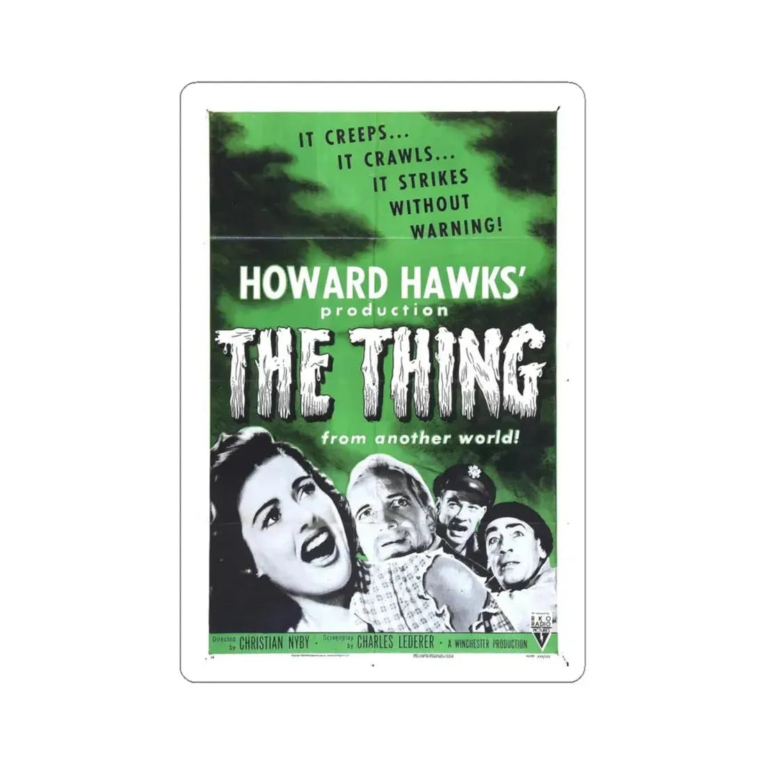 THE THING (FROM ANOTHER WORLD) 3 1951 Movie Poster - STICKER Vinyl Kiss-Cut Decal 4 Inch White - The Sticker Space
