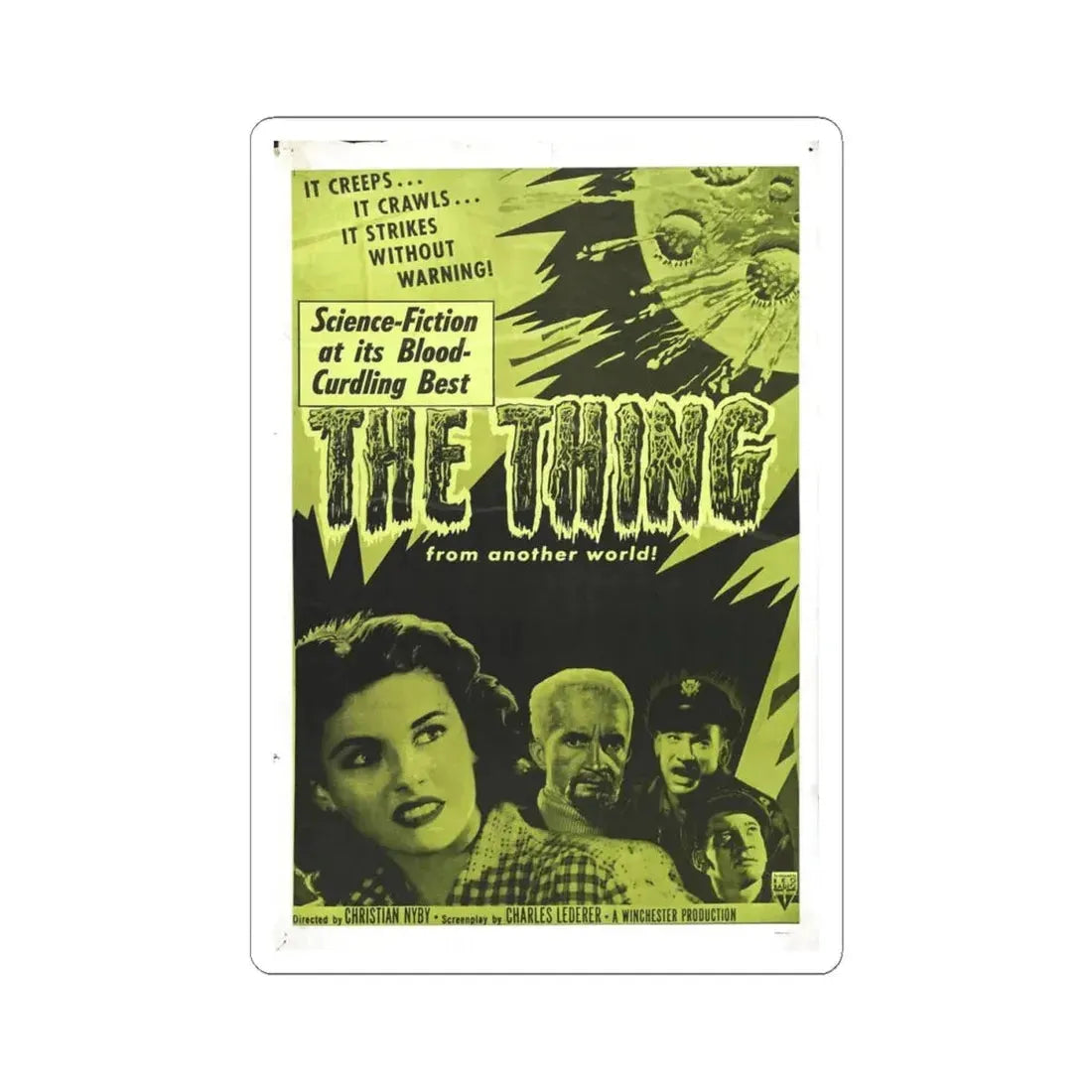 THE THING (FROM ANOTHER WORLD) 4 1951 Movie Poster - STICKER Vinyl Kiss-Cut Decal 4 Inch White - The Sticker Space