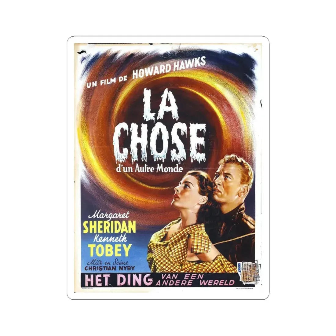 THE THING (FROM ANOTHER WORLD) (BELGIAN) 1951 Movie Poster - STICKER Vinyl Kiss-Cut Decal 4 Inch White - The Sticker Space