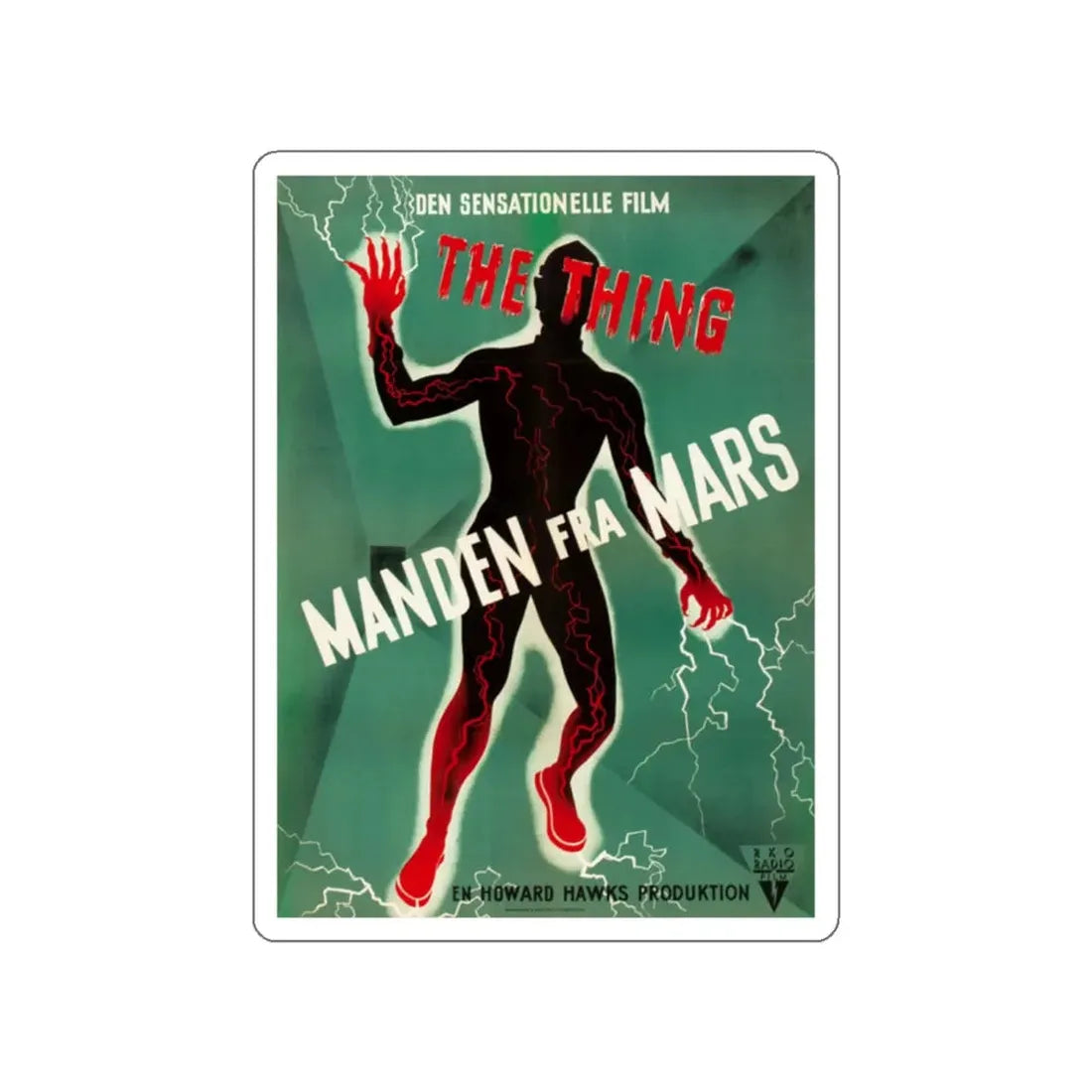 THE THING (FROM ANOTHER WORLD) (DANISH) 1951 Movie Poster STICKER Vinyl Die-Cut Decal 2 Inch - The Sticker Space