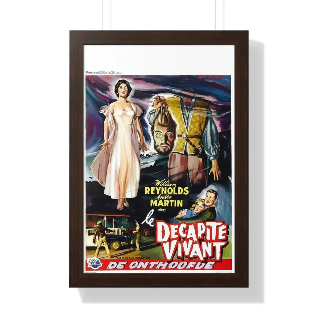 THE THING THAT COULDN'T DIE (BELGIAN) 1958 - Framed Movie Poster 16″ x 24″ Walnut - The Sticker Space