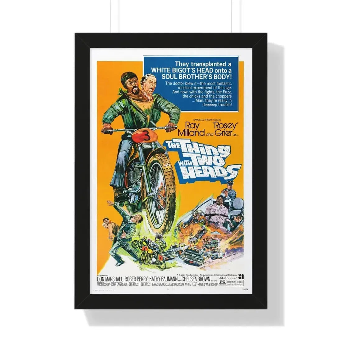 THE THING WITH TWO HEADS 1972 - Framed Movie Poster 16″ x 24″ Black - The Sticker Space