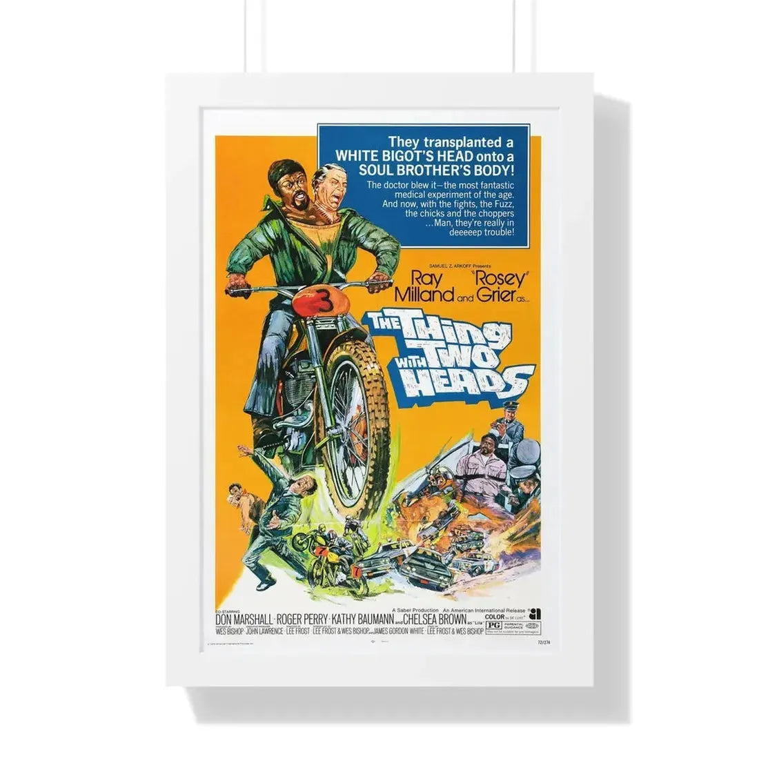 THE THING WITH TWO HEADS 1972 - Framed Movie Poster 16″ x 24″ White - The Sticker Space