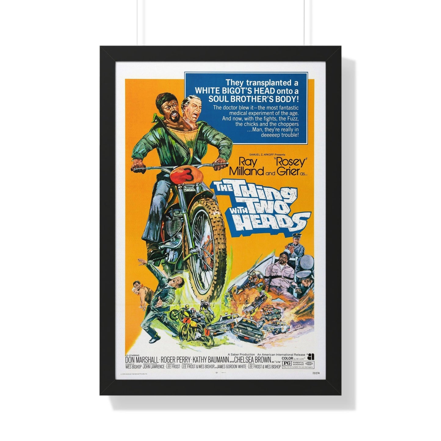 THE THING WITH TWO HEADS 1972 - Framed Movie Poster-20" x 30"-The Sticker Space