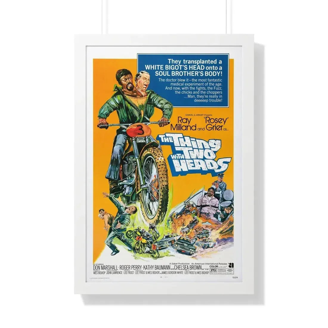 THE THING WITH TWO HEADS 1972 - Framed Movie Poster 20" x 30" White - The Sticker Space