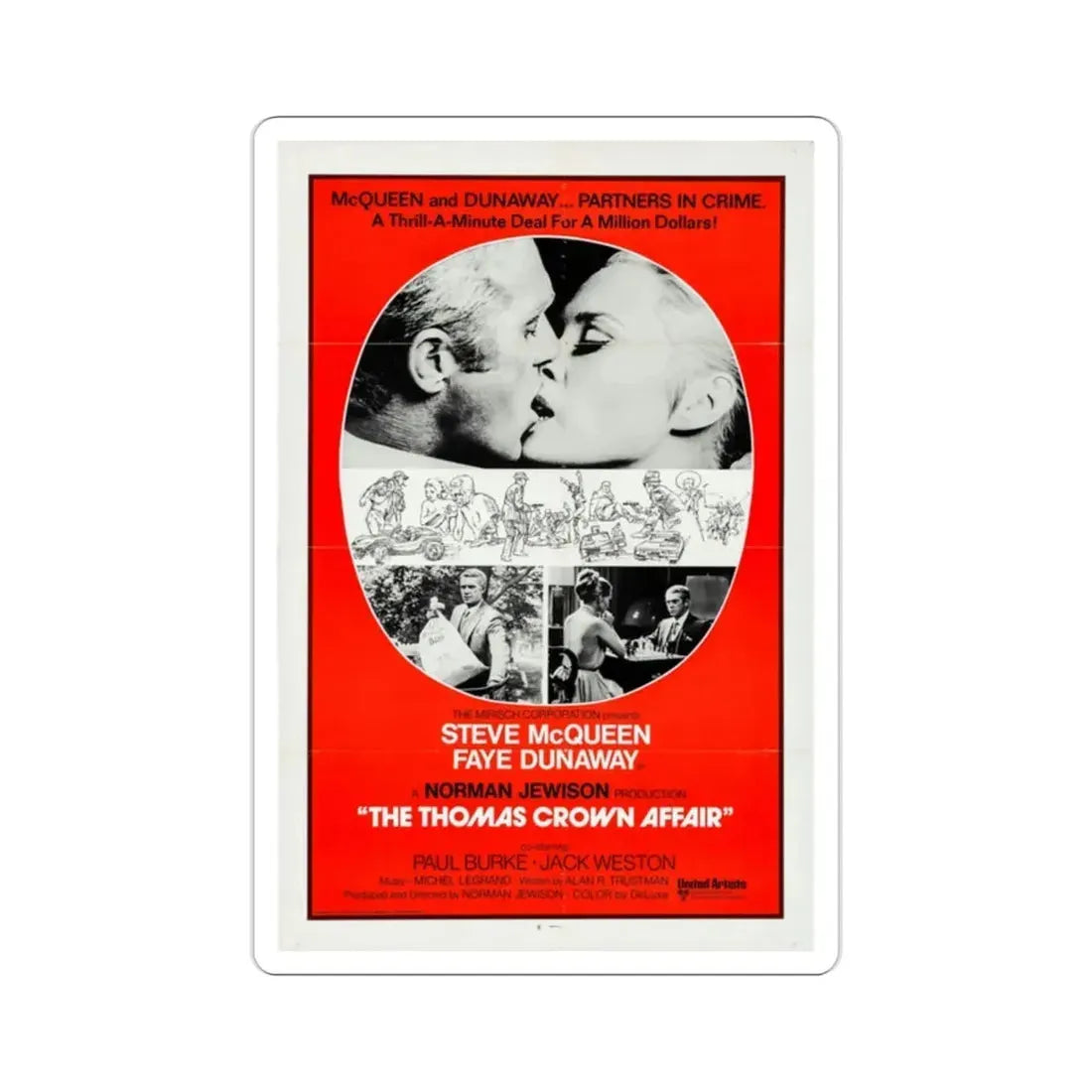 The Thomas Crown Affair 1968 Movie Poster STICKER Vinyl Die-Cut Decal 2 Inch - The Sticker Space