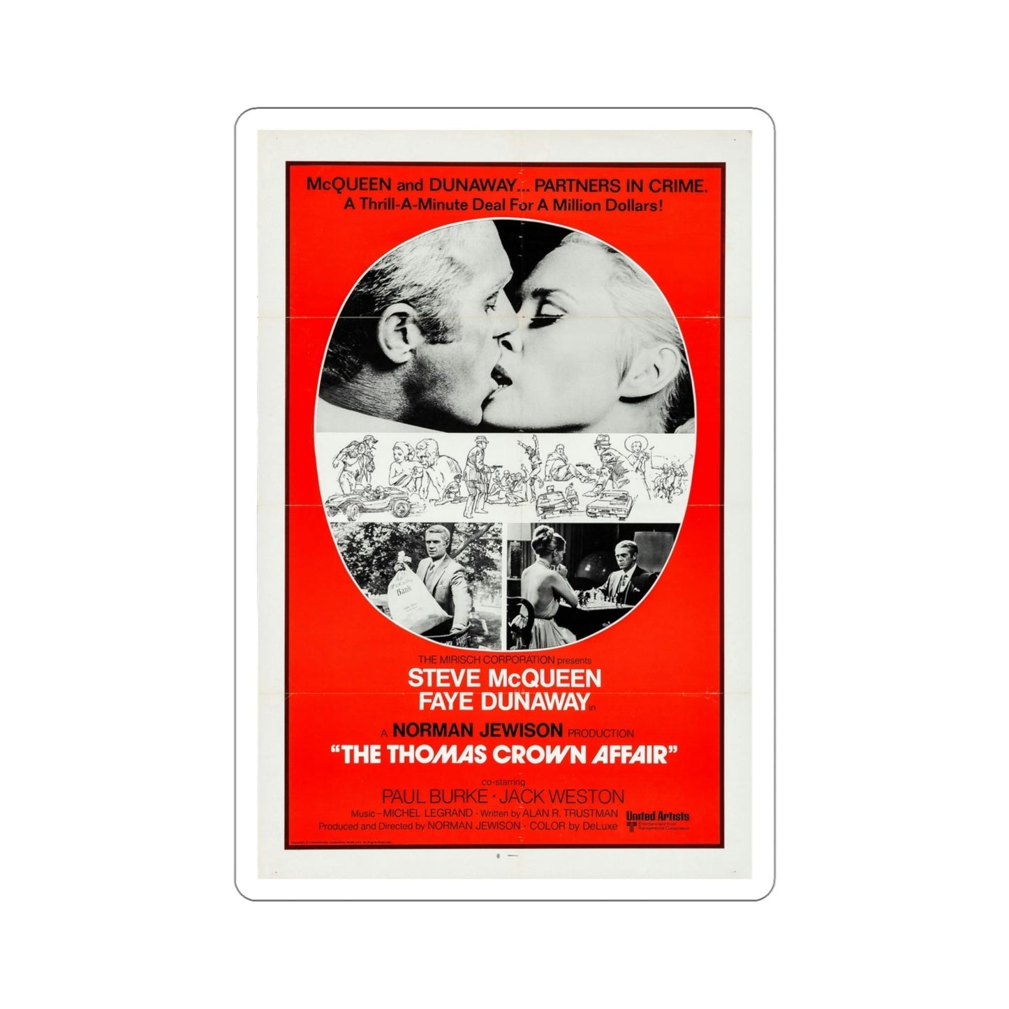 The Thomas Crown Affair 1968 Movie Poster STICKER Vinyl Die-Cut Decal-4 Inch-The Sticker Space