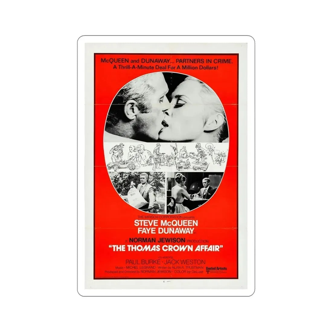 The Thomas Crown Affair 1968 Movie Poster STICKER Vinyl Die-Cut Decal 6 Inch - The Sticker Space