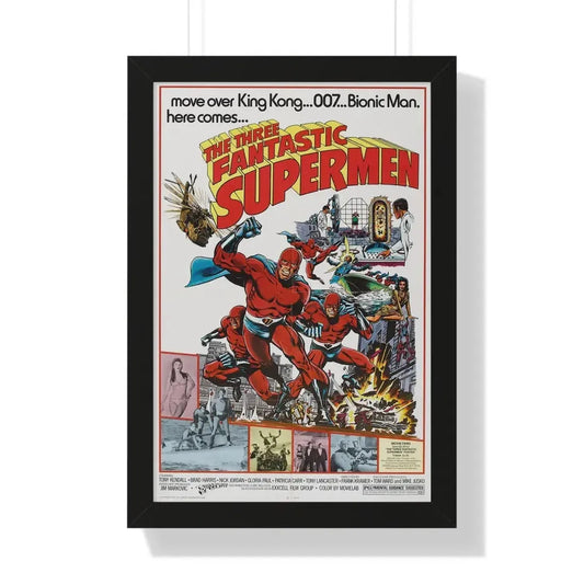 THE THREE FANTASTIC SUPERMEN 1967 - Framed Movie Poster 16″ x 24″ Black - The Sticker Space
