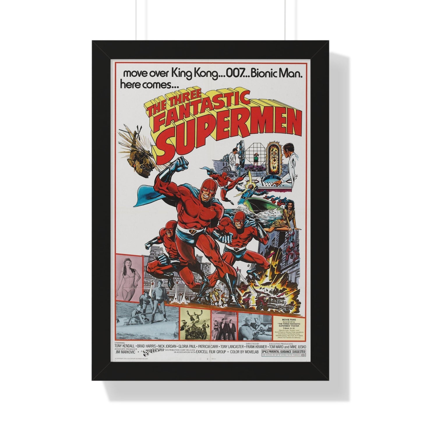 THE THREE FANTASTIC SUPERMEN 1967 - Framed Movie Poster-16″ x 24″-The Sticker Space