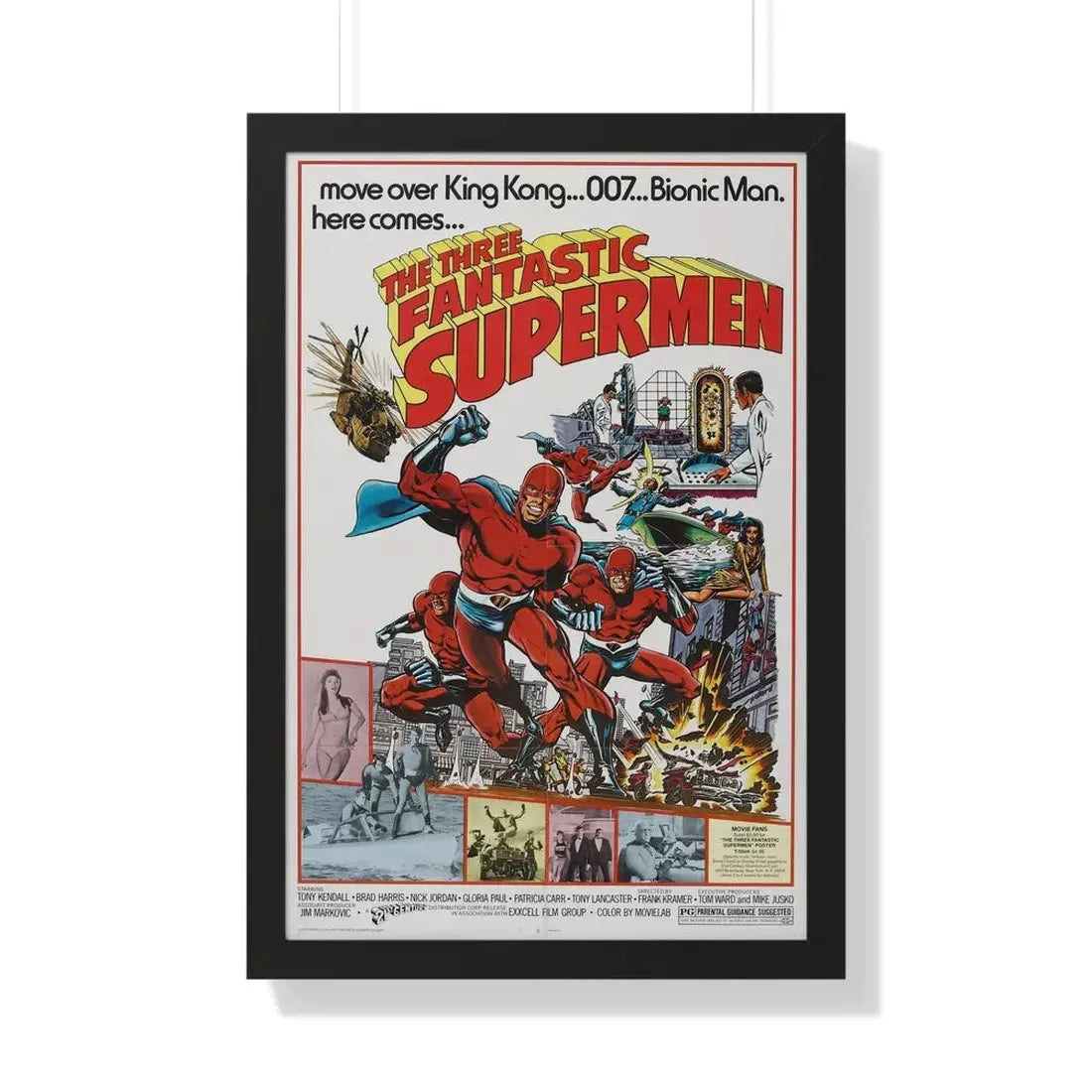 THE THREE FANTASTIC SUPERMEN 1967 - Framed Movie Poster 20" x 30" Black - The Sticker Space