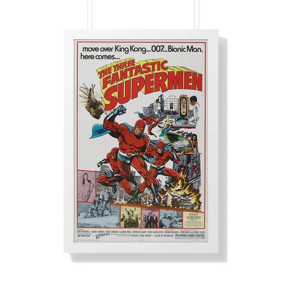 THE THREE FANTASTIC SUPERMEN 1967 - Framed Movie Poster 20" x 30" White - The Sticker Space