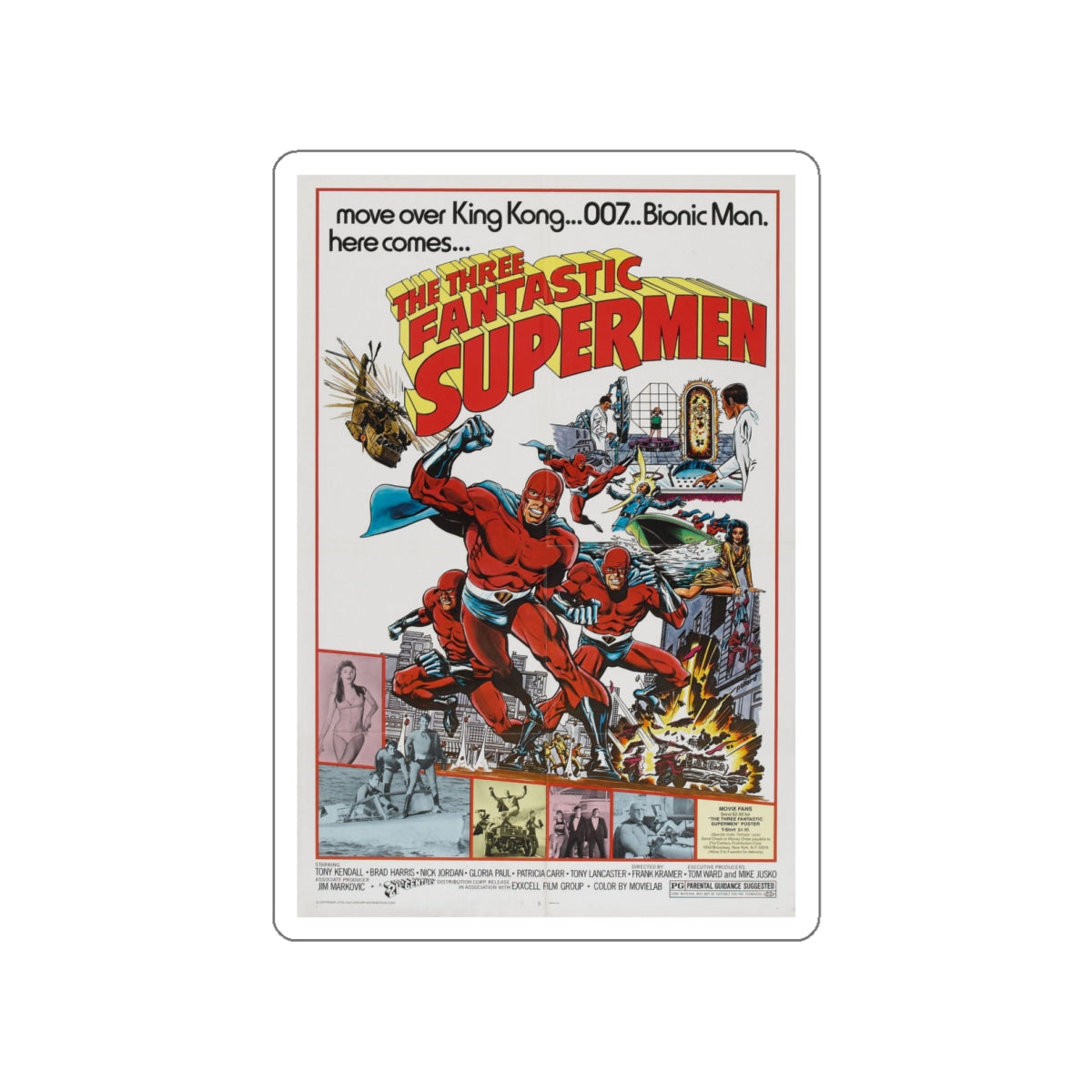 THE THREE FANTASTIC SUPERMEN 1967 Movie Poster STICKER Vinyl Die-Cut Decal-White-The Sticker Space