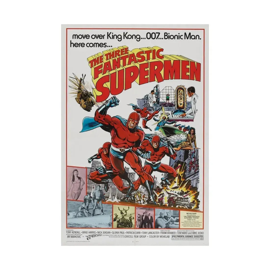 THE THREE FANTASTIC SUPERMEN 1967 - Paper Movie Poster - The Sticker Space