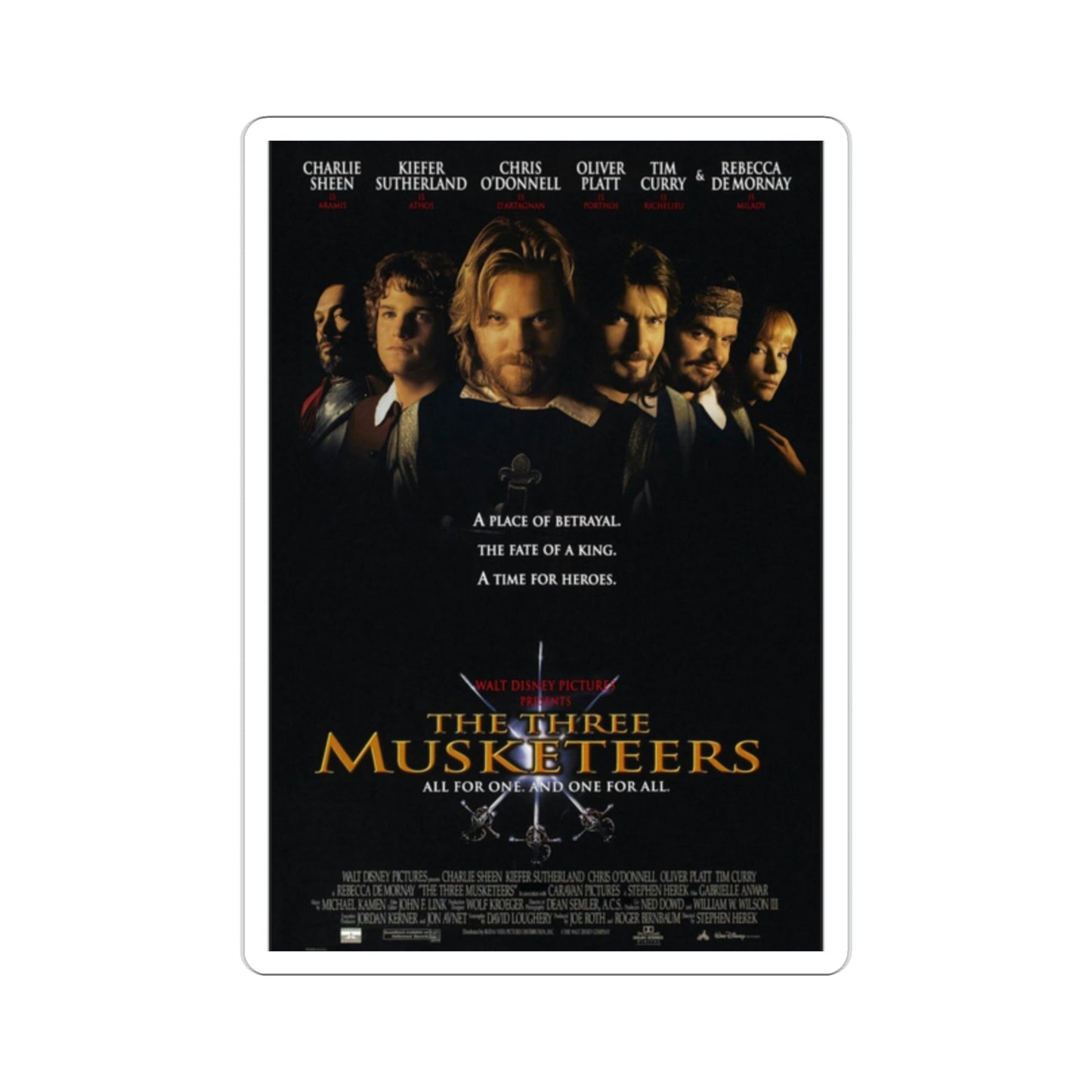 The Three Musketeers 1993 Movie Poster STICKER Vinyl Die-Cut Decal-2 Inch-The Sticker Space