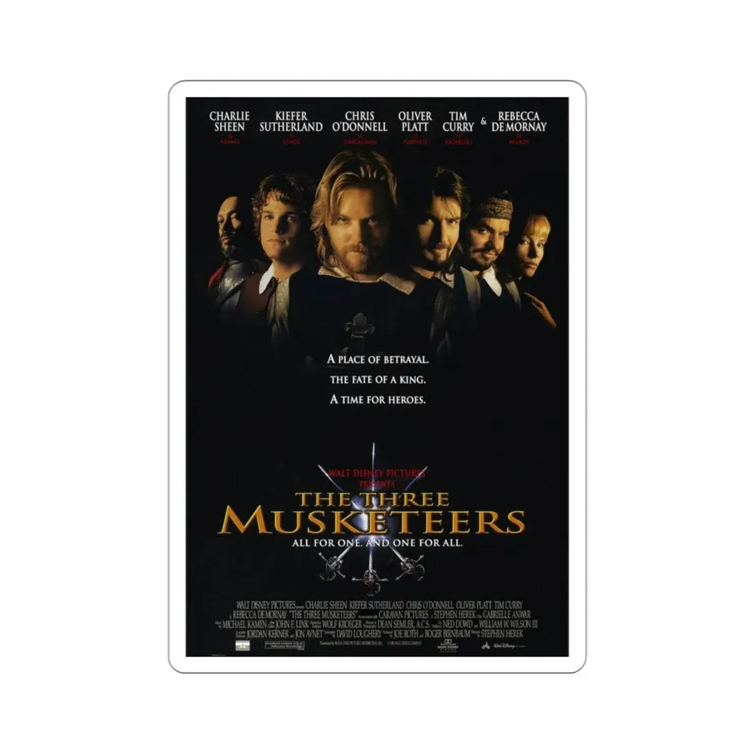 The Three Musketeers 1993 Movie Poster STICKER Vinyl Die-Cut Decal 3 Inch - The Sticker Space