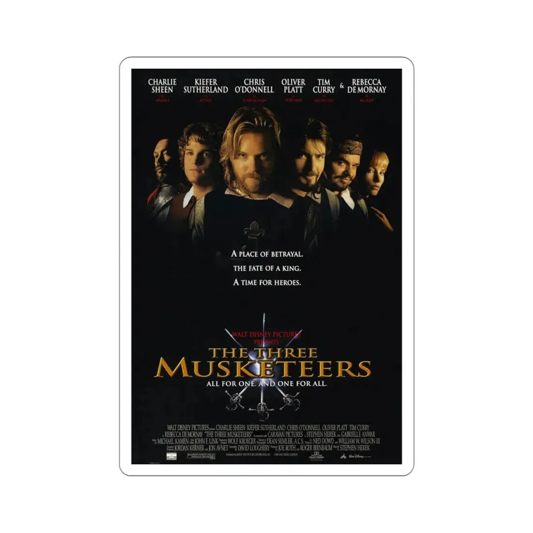 The Three Musketeers 1993 Movie Poster STICKER Vinyl Die-Cut Decal 4 Inch - The Sticker Space