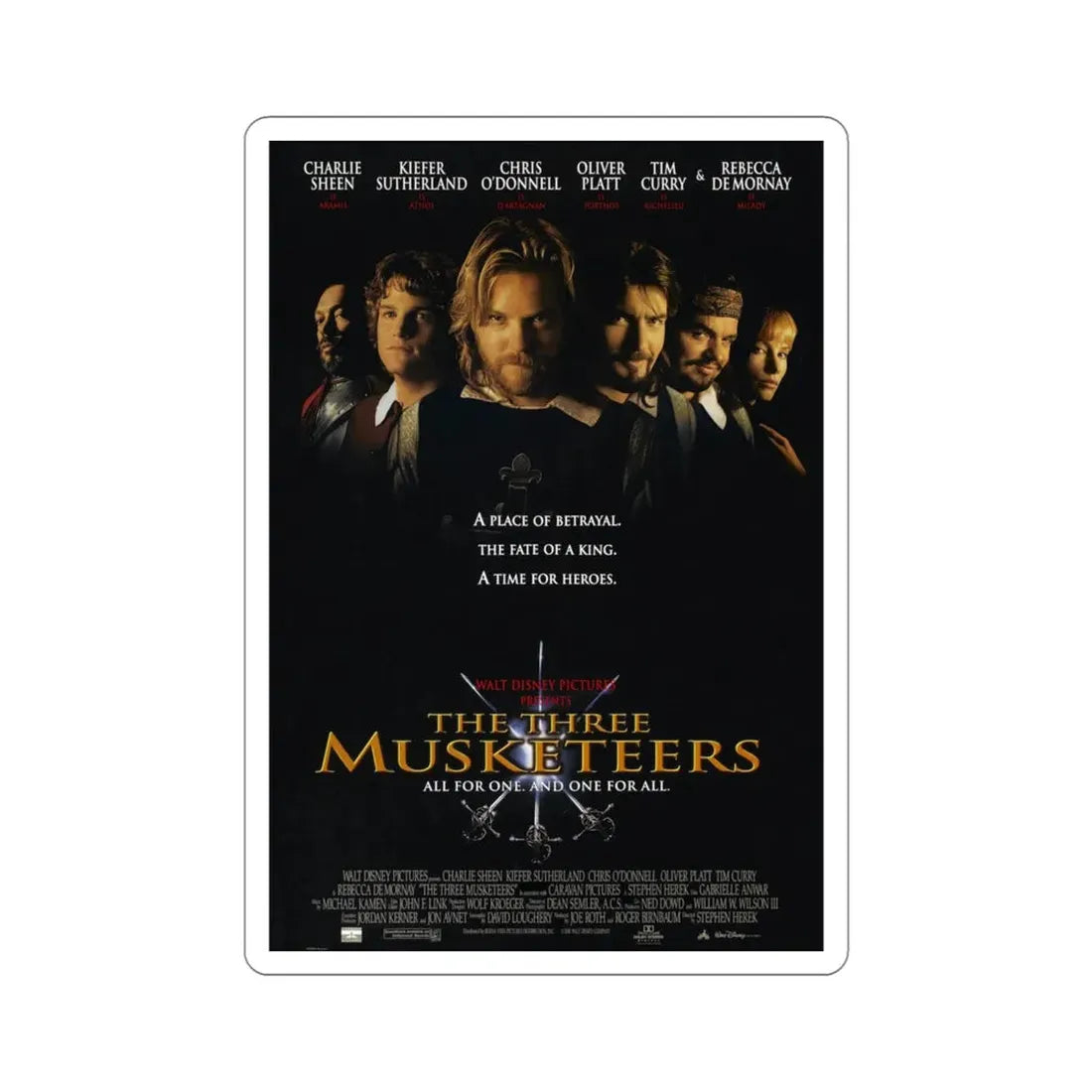 The Three Musketeers 1993 Movie Poster STICKER Vinyl Die-Cut Decal 4 Inch - The Sticker Space