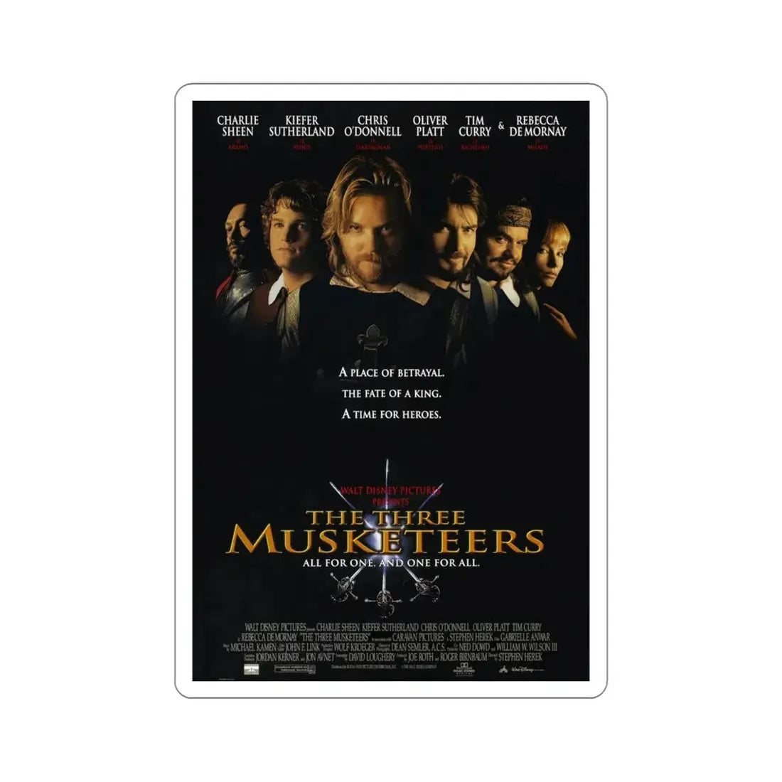 The Three Musketeers 1993 Movie Poster STICKER Vinyl Die-Cut Decal 5 Inch - The Sticker Space