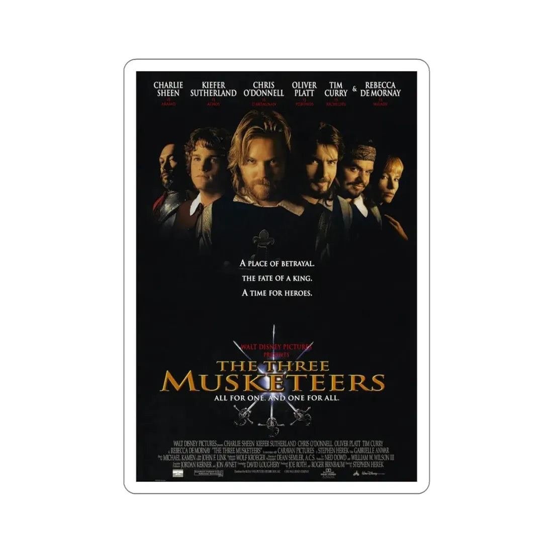 The Three Musketeers 1993 Movie Poster STICKER Vinyl Die-Cut Decal 6 Inch - The Sticker Space