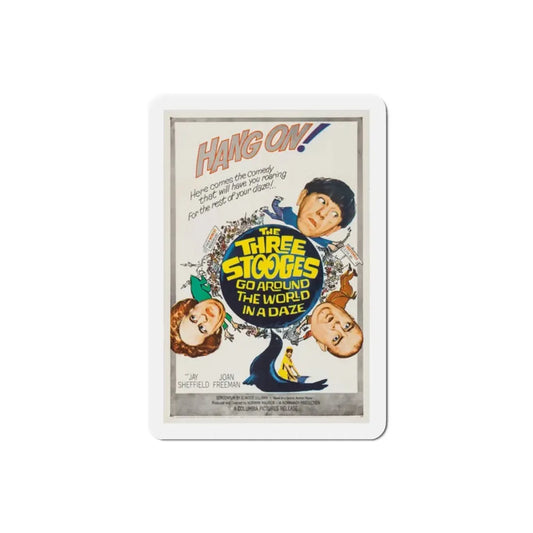 The Three Stooges Go Around the World in a Daze 1963 Movie Poster Refrigerator Magnet 2 Inch - The Sticker Space