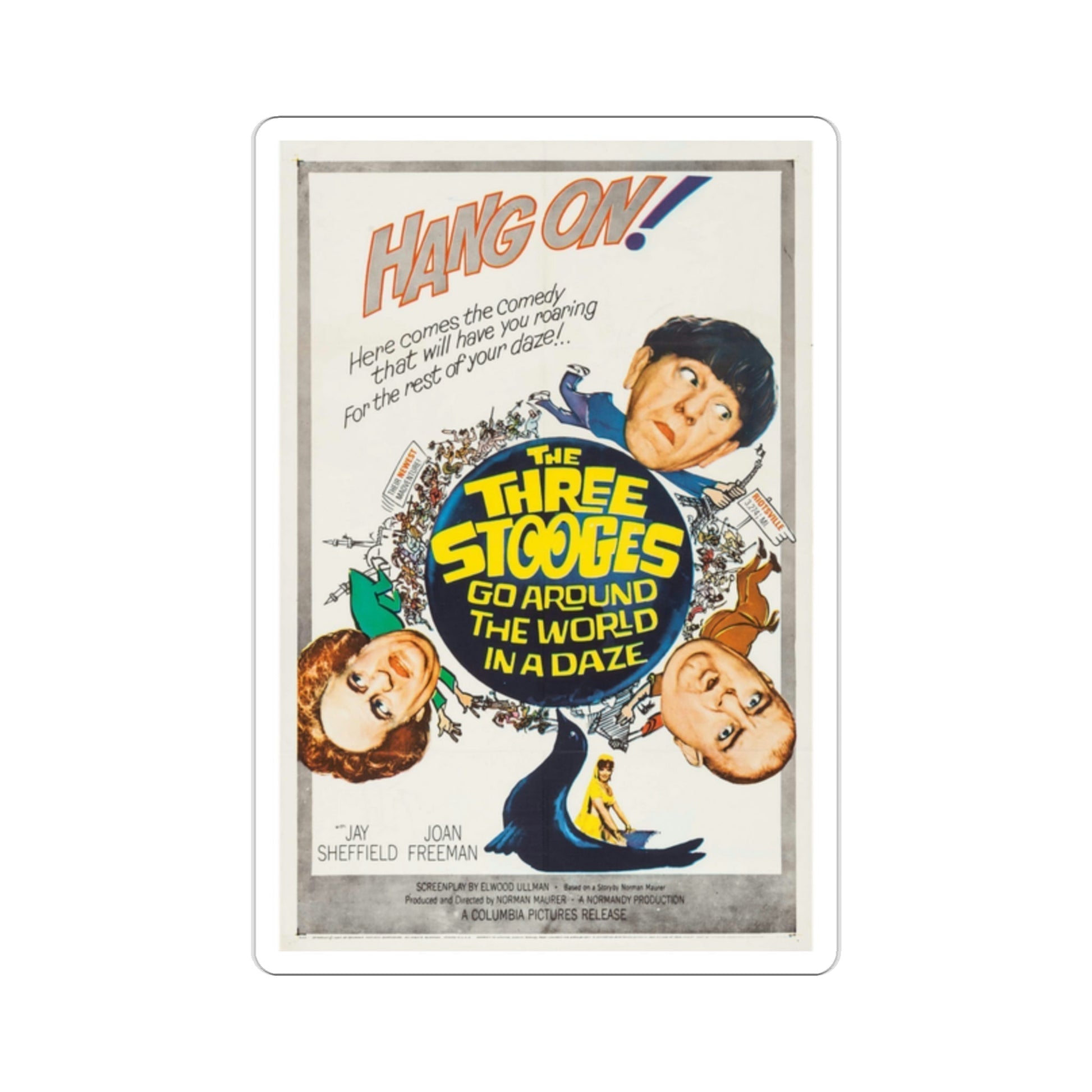 The Three Stooges Go Around the World in a Daze 1963 Movie Poster STICKER Vinyl Die-Cut Decal-2 Inch-The Sticker Space