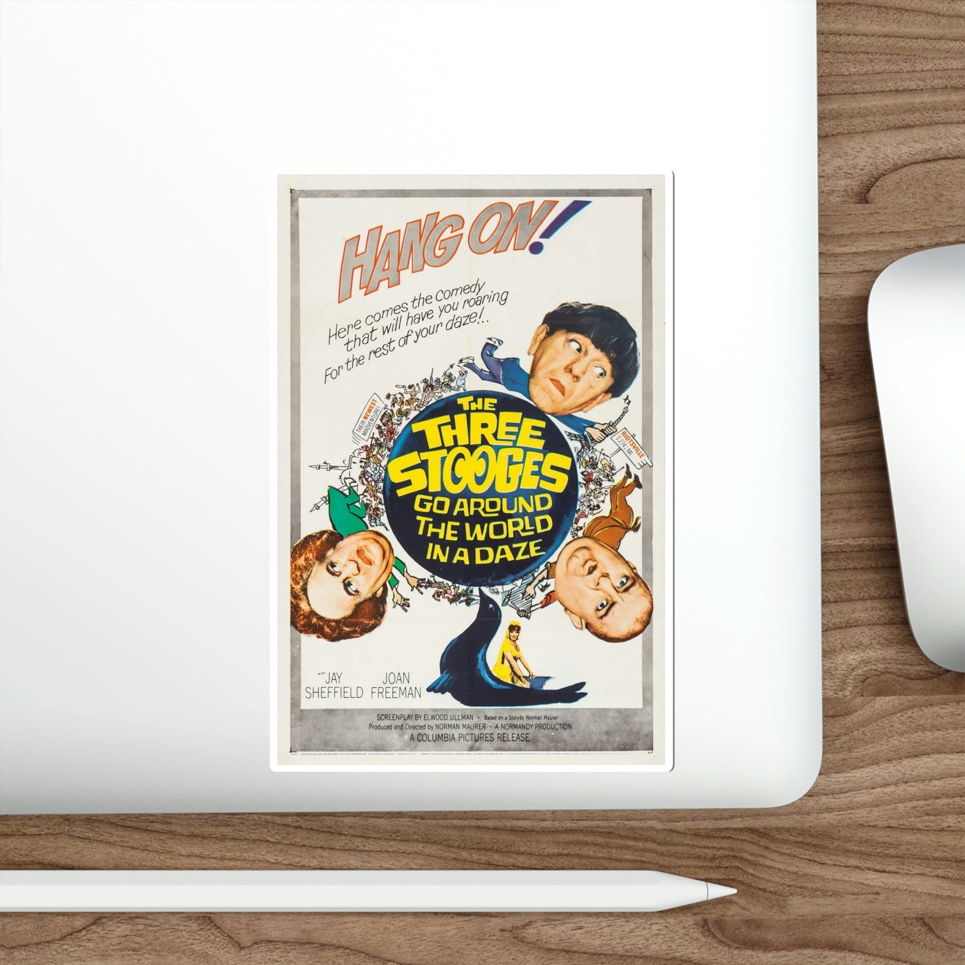 The Three Stooges Go Around the World in a Daze 1963 Movie Poster STICKER Vinyl Die-Cut Decal-The Sticker Space