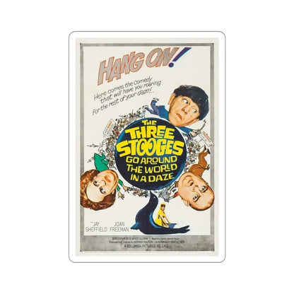 The Three Stooges Go Around the World in a Daze 1963 Movie Poster STICKER Vinyl Die-Cut Decal 6 Inch - The Sticker Space