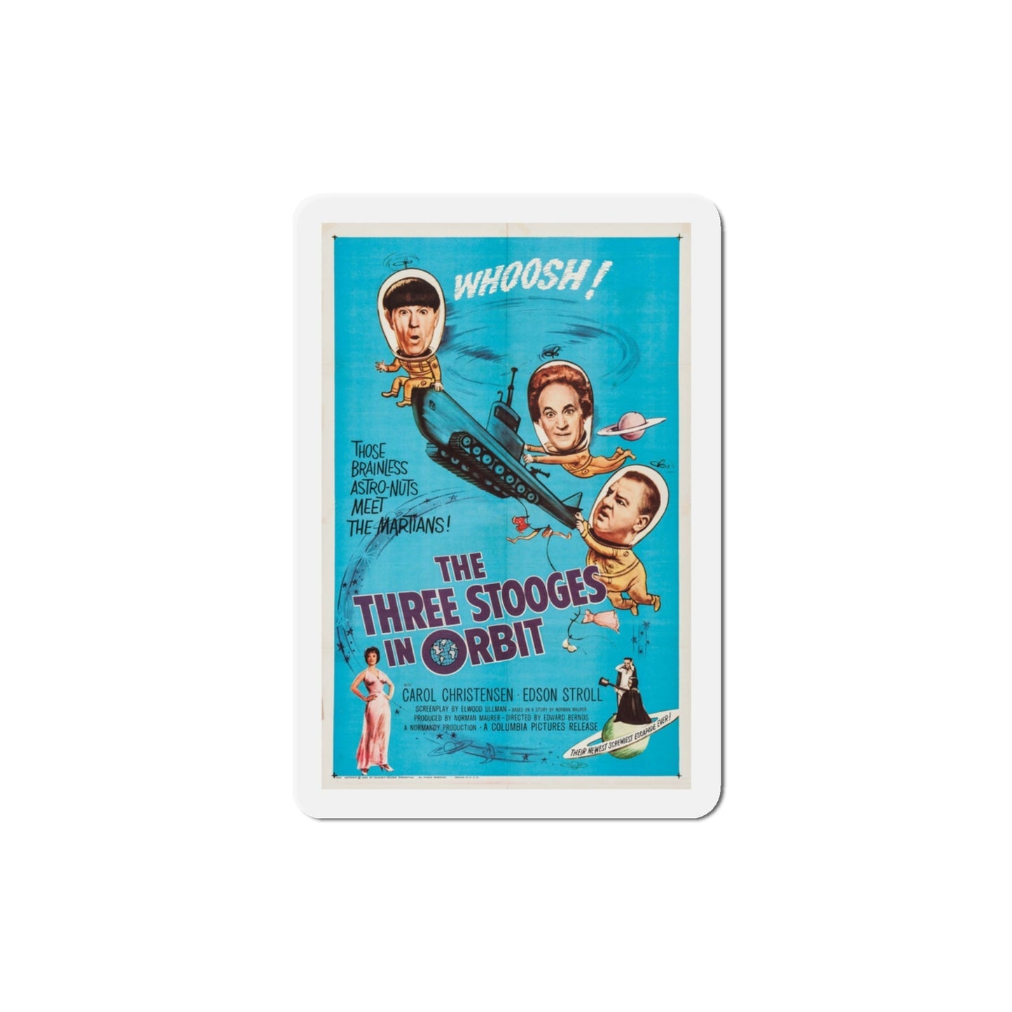 The Three Stooges in Orbit 1962 Movie Poster Die-Cut Magnet-3 Inch-The Sticker Space