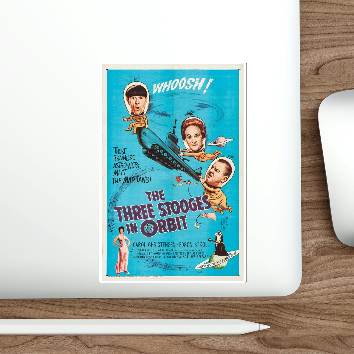 The Three Stooges in Orbit 1962 Movie Poster STICKER Vinyl Die-Cut Decal-The Sticker Space