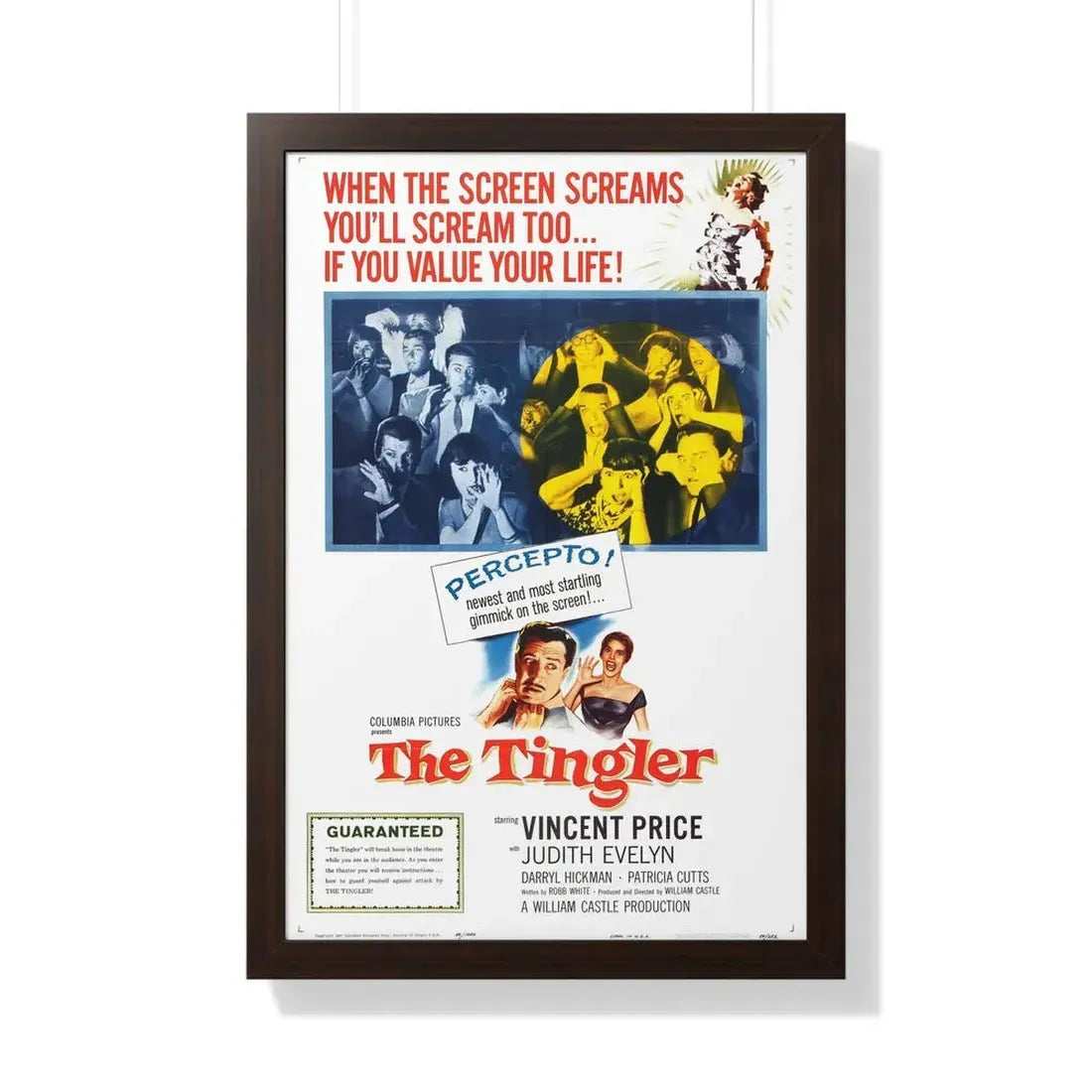 THE TINGLER 1959 - Framed Movie Poster 20" x 30" Walnut - The Sticker Space