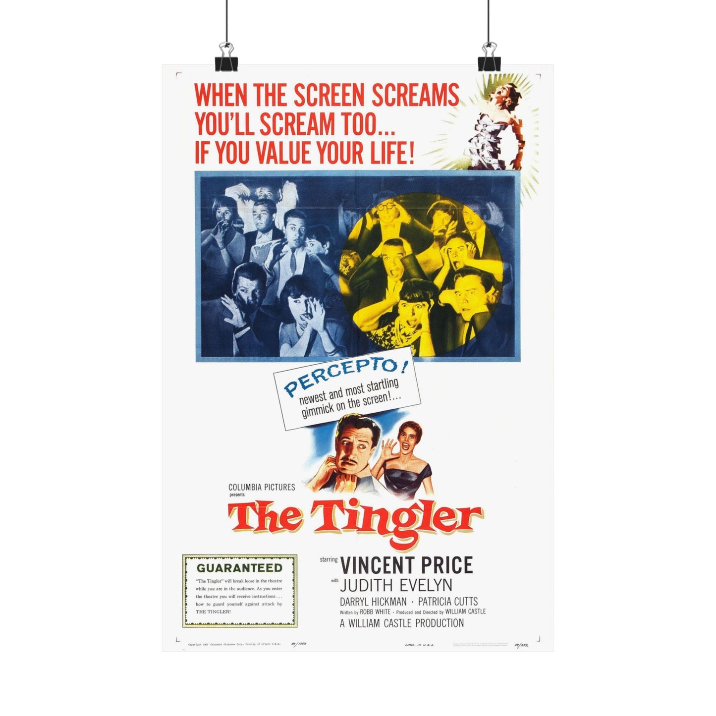 THE TINGLER 1959 - Paper Movie Poster-12″ x 18″-The Sticker Space