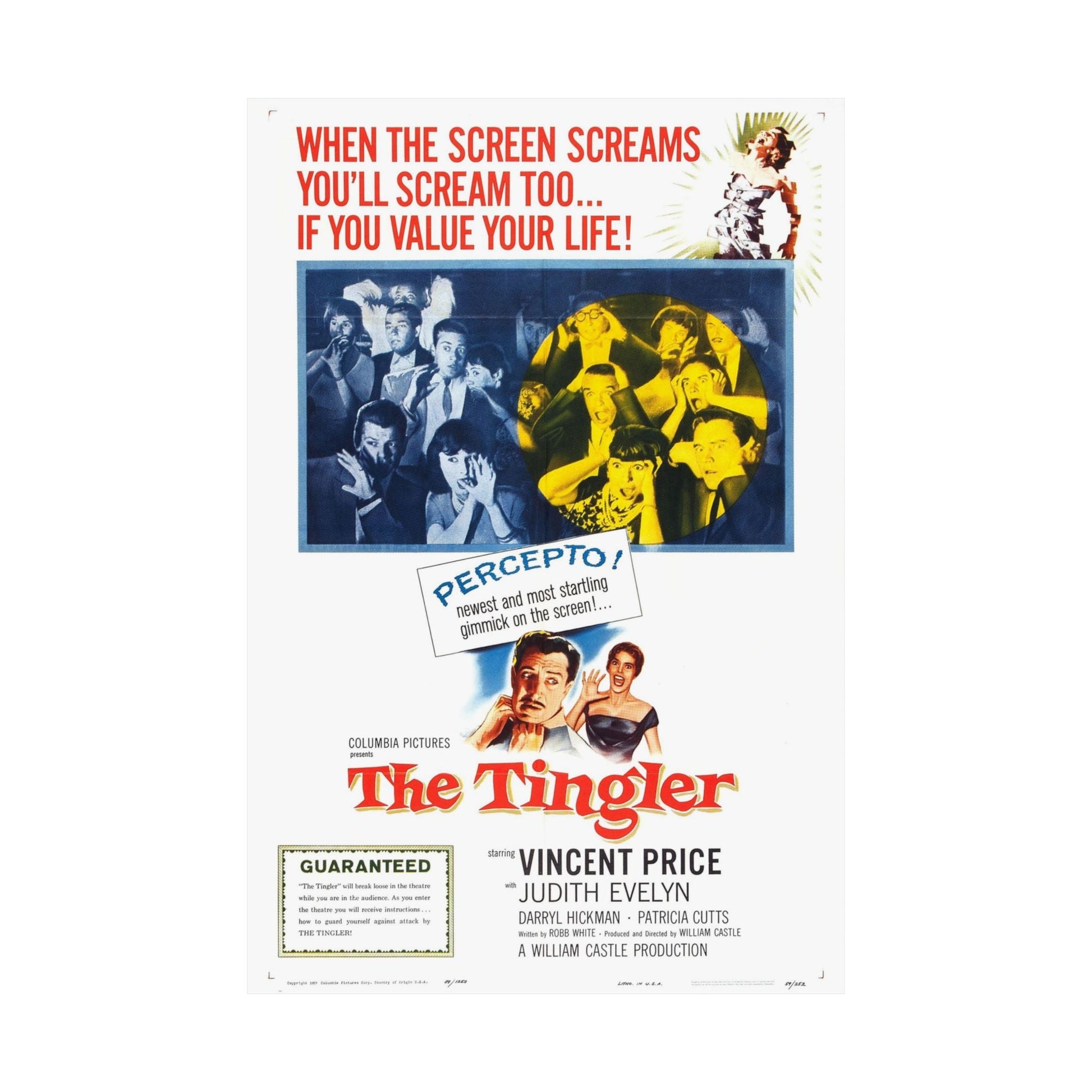 THE TINGLER 1959 - Paper Movie Poster-The Sticker Space