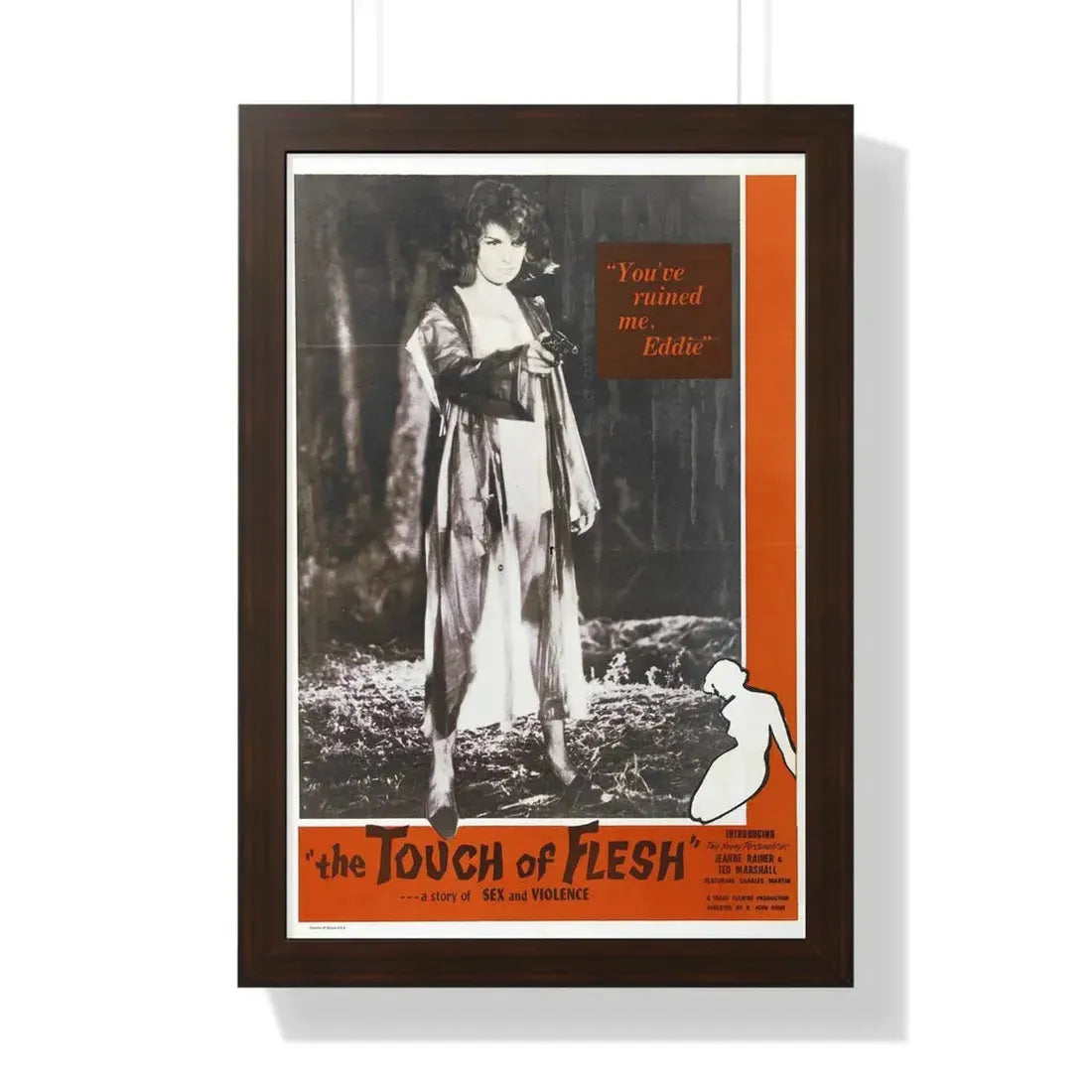 THE TOUCH OF FLESH 1960 - Framed Movie Poster 16″ x 24″ Walnut - The Sticker Space