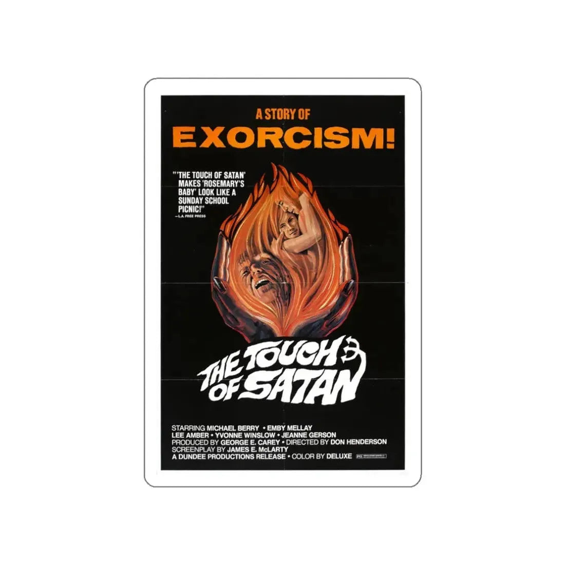 THE TOUCH OF SATAN 1971 Movie Poster STICKER Vinyl Die-Cut Decal 3 Inch - The Sticker Space
