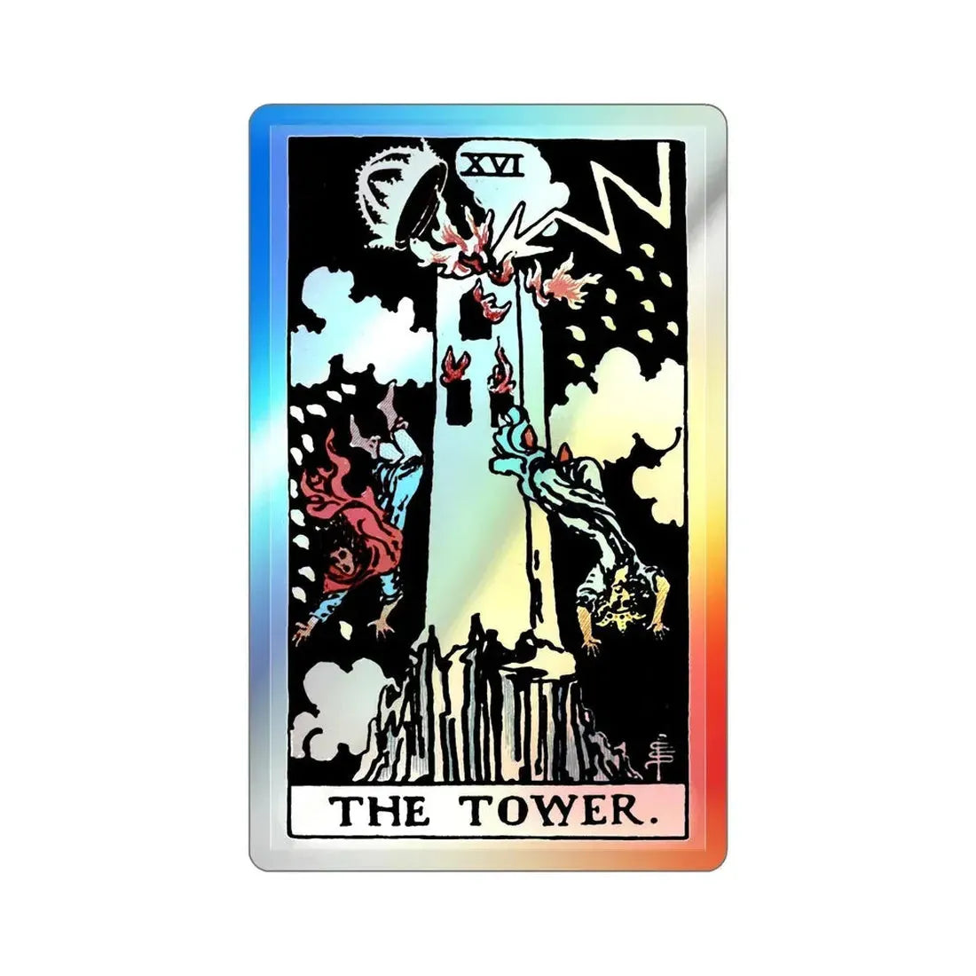 The Tower (Tarot Card) Holographic STICKER Die-Cut Vinyl Decal 3 Inch Holographic - The Sticker Space