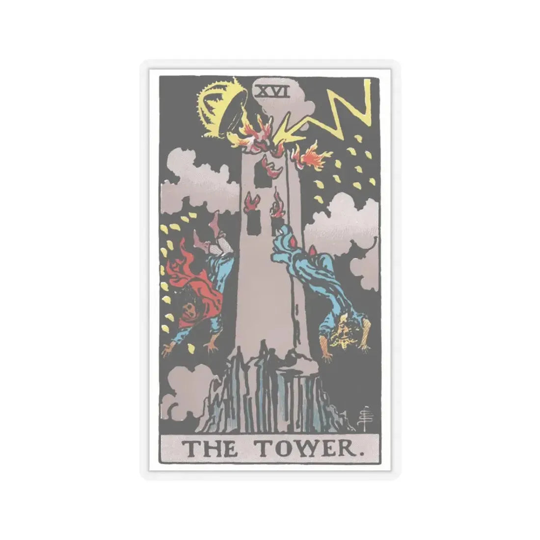 The Tower (Tarot Card) STICKER Vinyl Kiss-Cut Decal 3 Inch Transparent - The Sticker Space