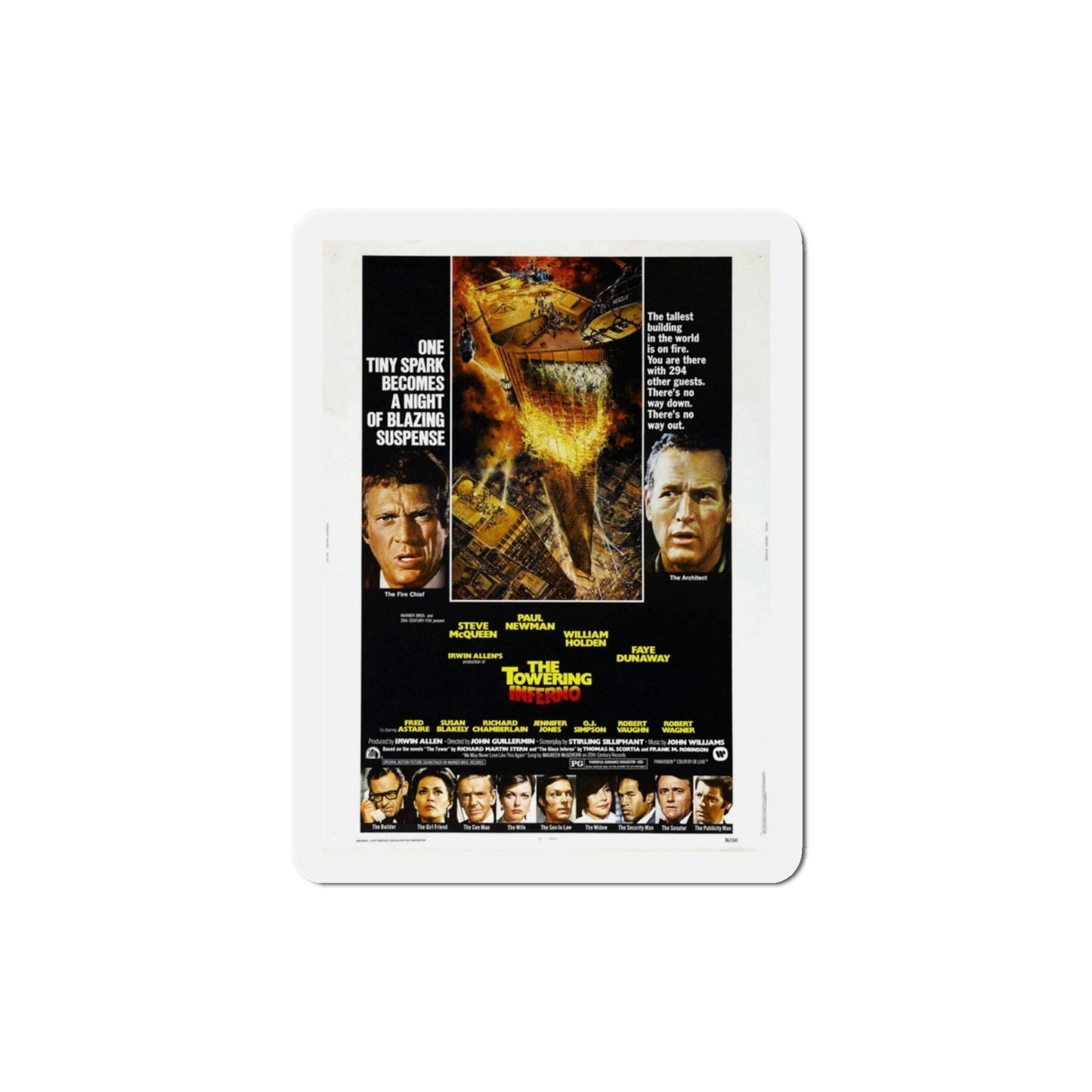 The Towering Inferno 1974 Movie Poster Die-Cut Magnet-3" x 3"-The Sticker Space