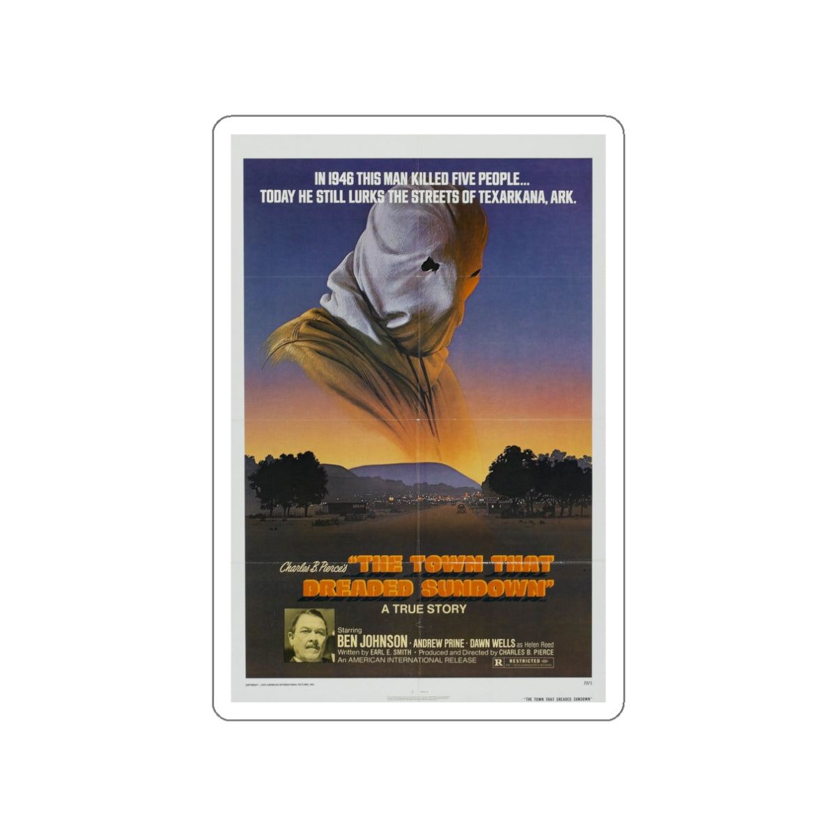 THE TOWN THAT DREADED SUNDOWN 1976 Movie Poster STICKER Vinyl Die-Cut Decal-White-The Sticker Space