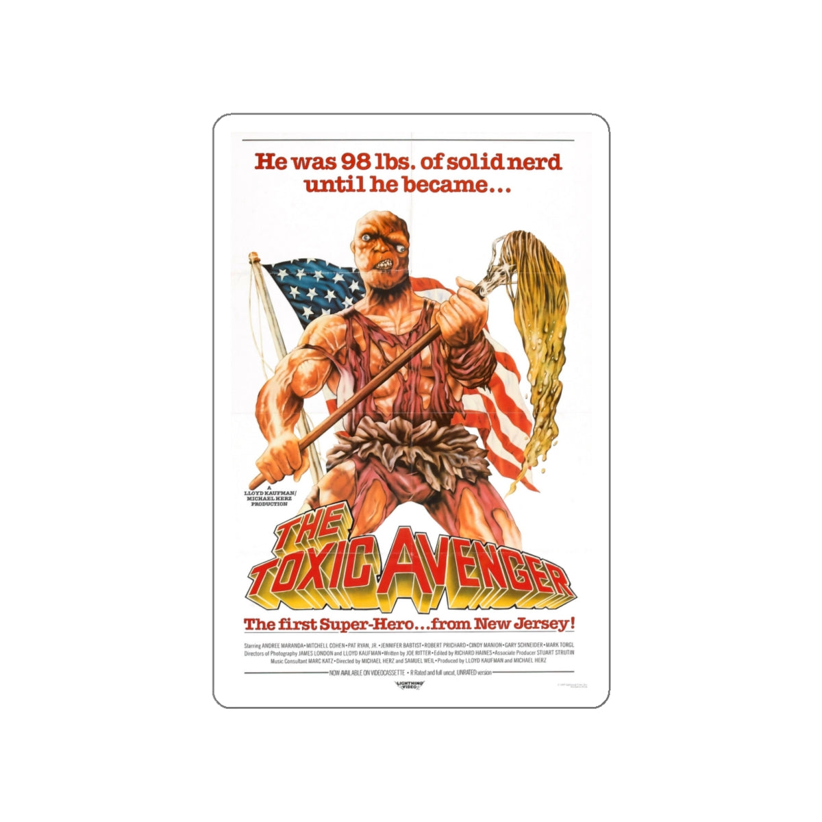 THE TOXIC AVENGER 1984 Movie Poster STICKER Vinyl Die-Cut Decal-White-The Sticker Space