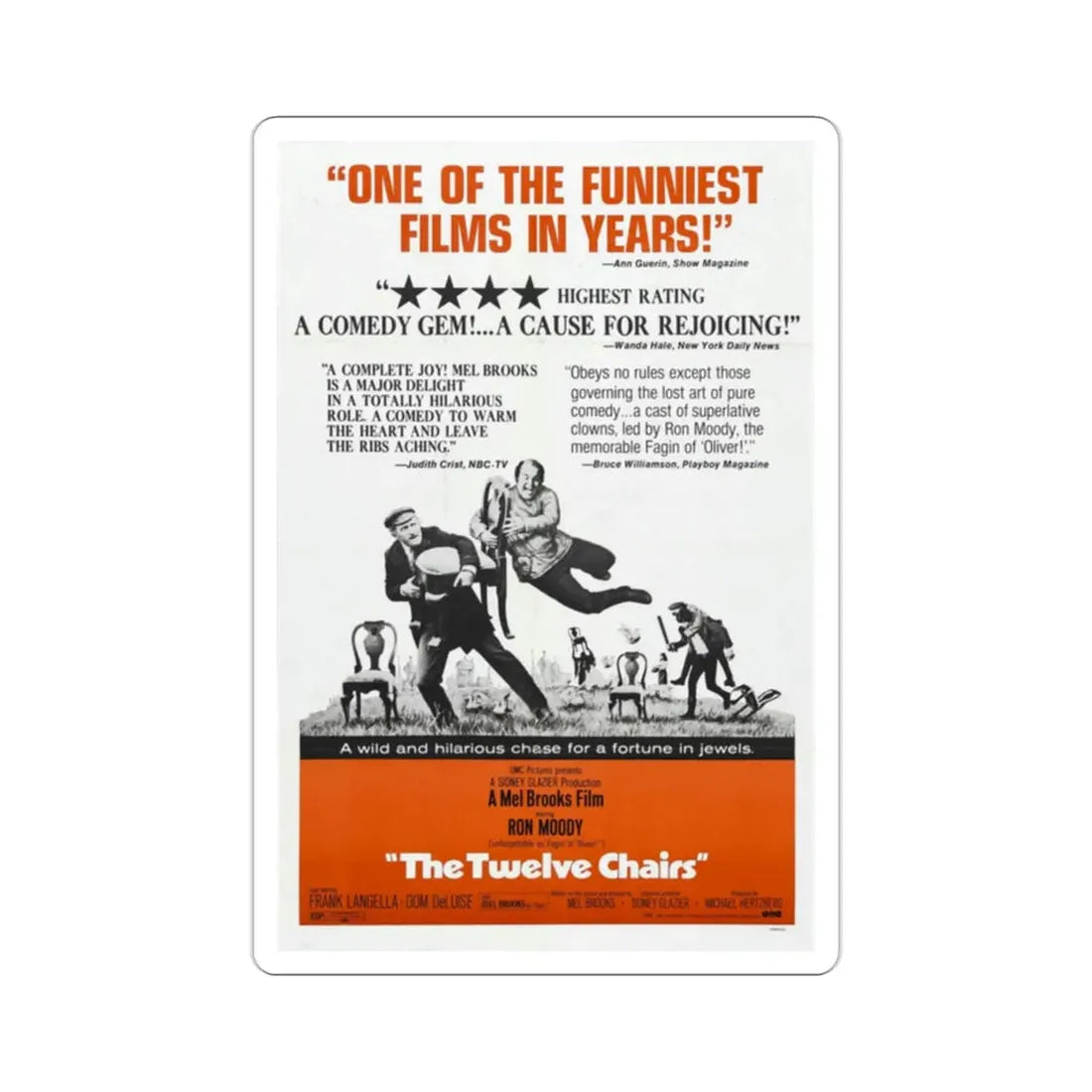 The Twelve Chairs 1970 Movie Poster STICKER Vinyl Die-Cut Decal 2 Inch - The Sticker Space