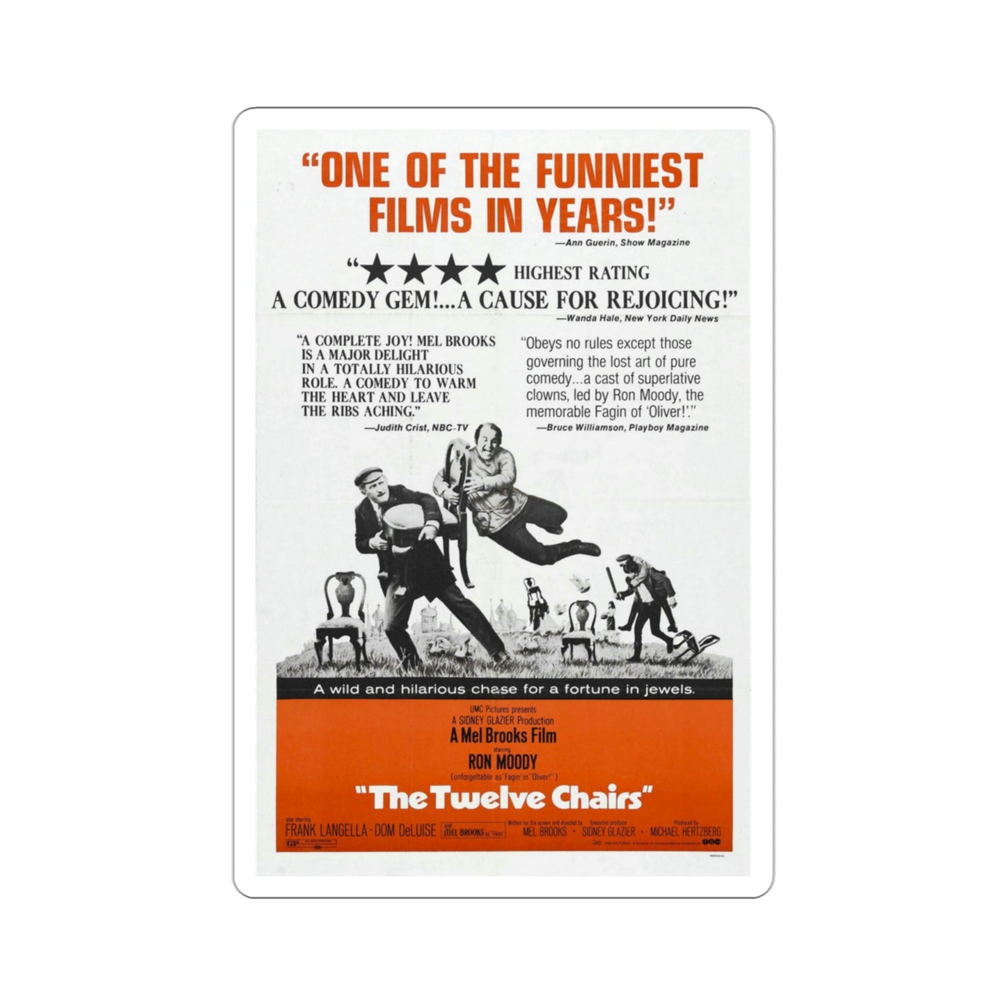 The Twelve Chairs 1970 Movie Poster STICKER Vinyl Die-Cut Decal-3 Inch-The Sticker Space