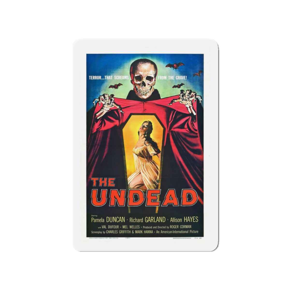 THE UNDEAD 1957 Movie Poster - Refrigerator Magnet-3" x 3"-The Sticker Space