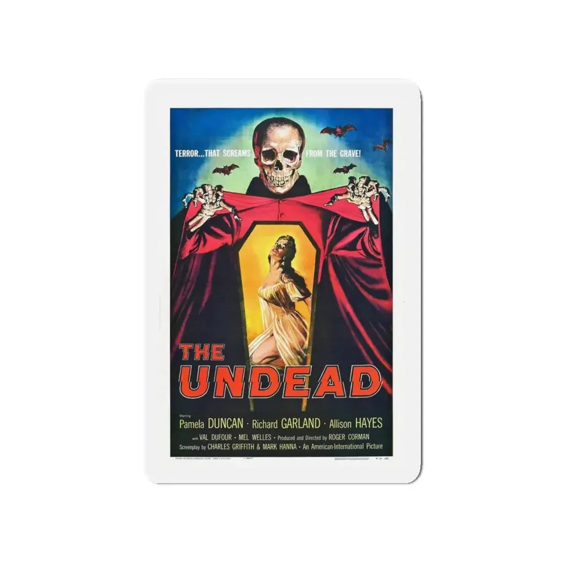 THE UNDEAD 1957 Movie Poster - Refrigerator Magnet 4 Inch Die-Cut - The Sticker Space