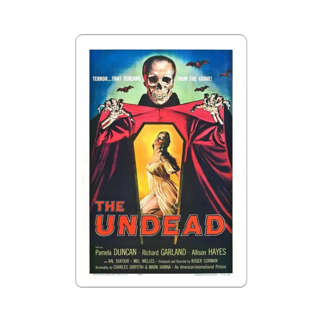 THE UNDEAD 1957 Movie Poster - STICKER Vinyl Kiss-Cut Decal 3 Inch White - The Sticker Space