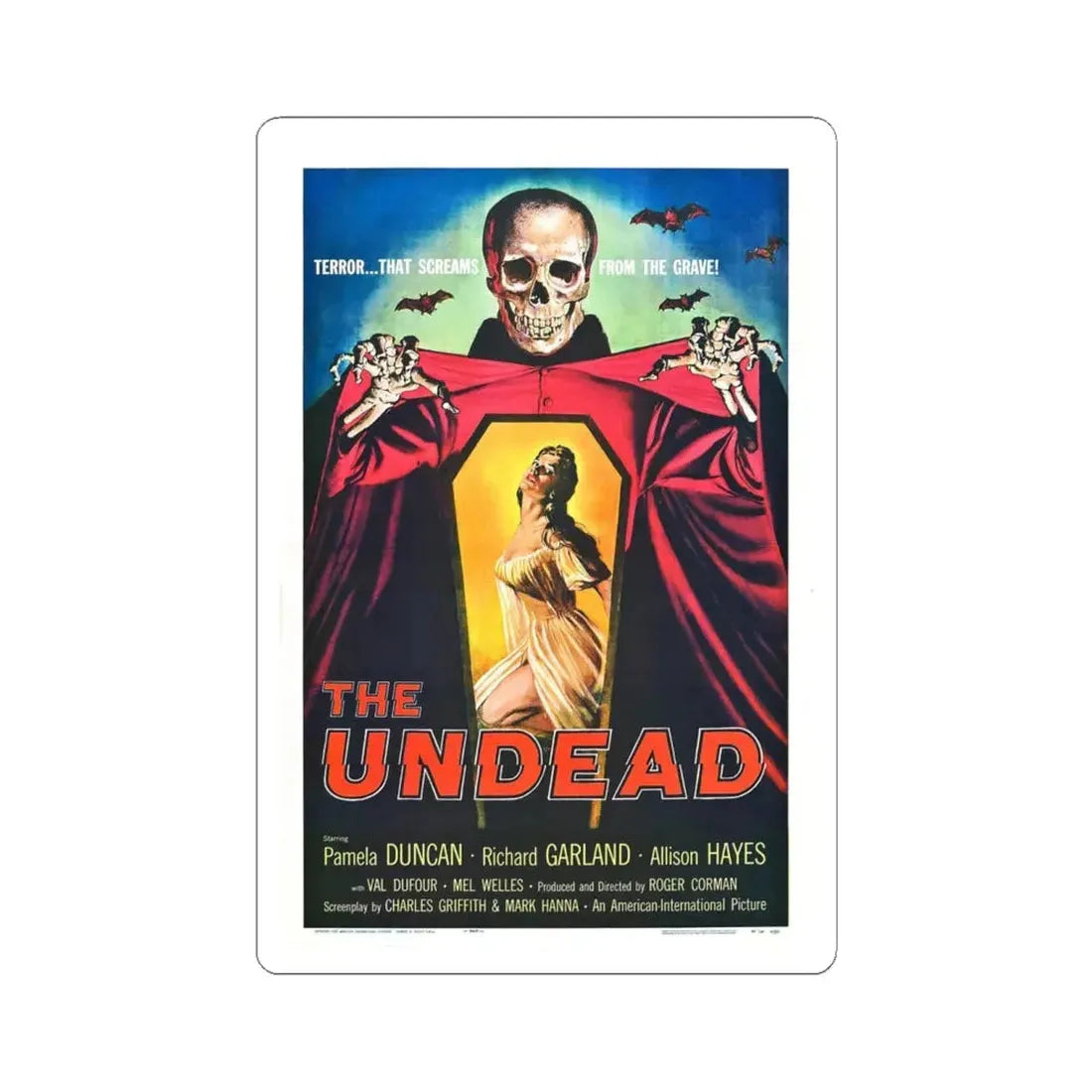 THE UNDEAD 1957 Movie Poster - STICKER Vinyl Kiss-Cut Decal 6 Inch White - The Sticker Space