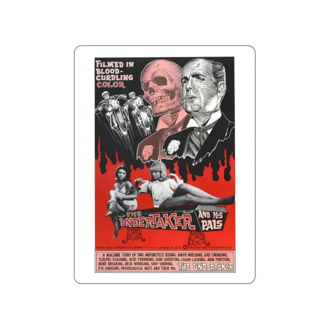 THE UNDERTAKER AND HIS PALS 1966 Movie Poster STICKER Vinyl Die-Cut Decal 2 Inch - The Sticker Space