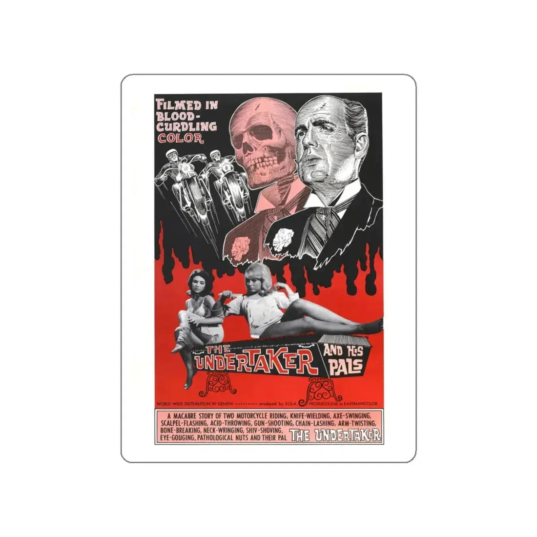 THE UNDERTAKER AND HIS PALS 1966 Movie Poster STICKER Vinyl Die-Cut Decal 4 Inch - The Sticker Space