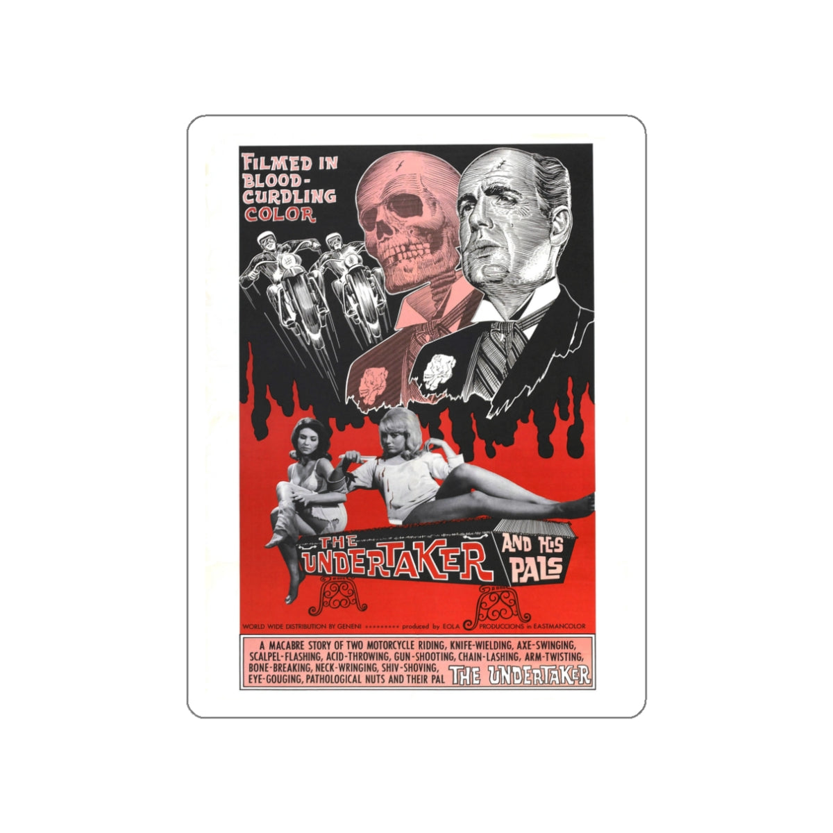 THE UNDERTAKER AND HIS PALS 1966 Movie Poster STICKER Vinyl Die-Cut Decal-White-The Sticker Space